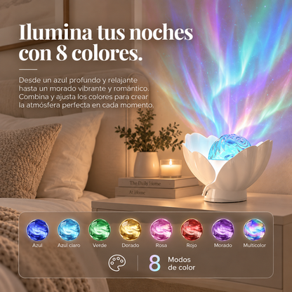 Proyector de aurora boreal con forma de concha